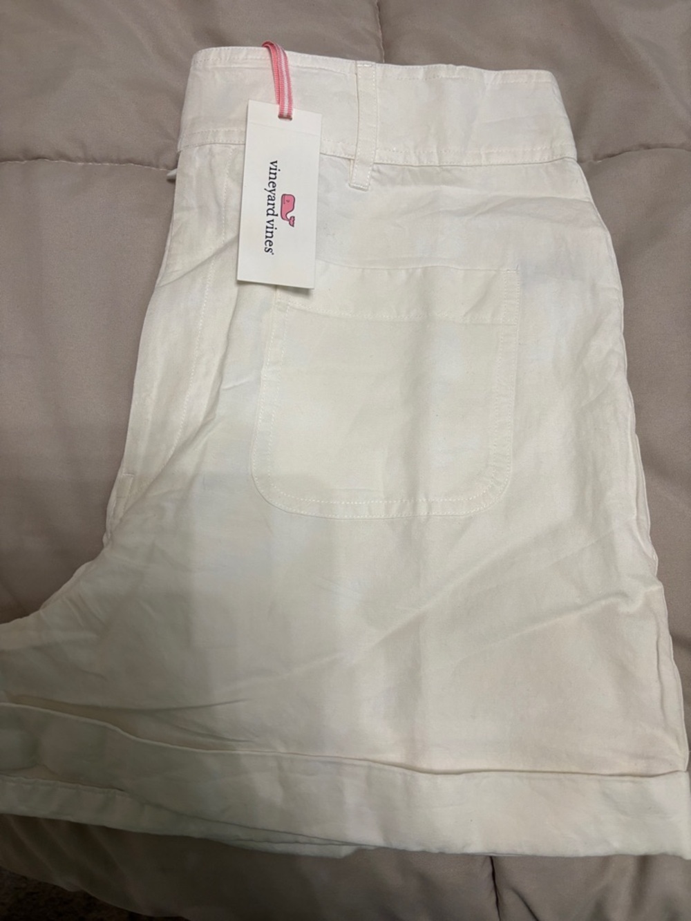 Vineyard Vines White Linen Cotton Blend Shorts with Pockets
